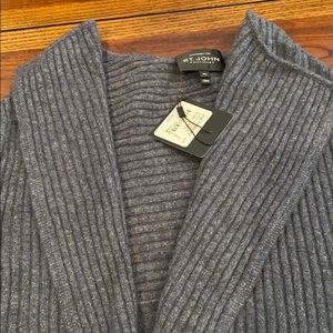 St. John Charcoal Grey Cashmere Cardigan nosleeves